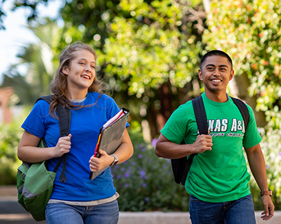 students walking on campus